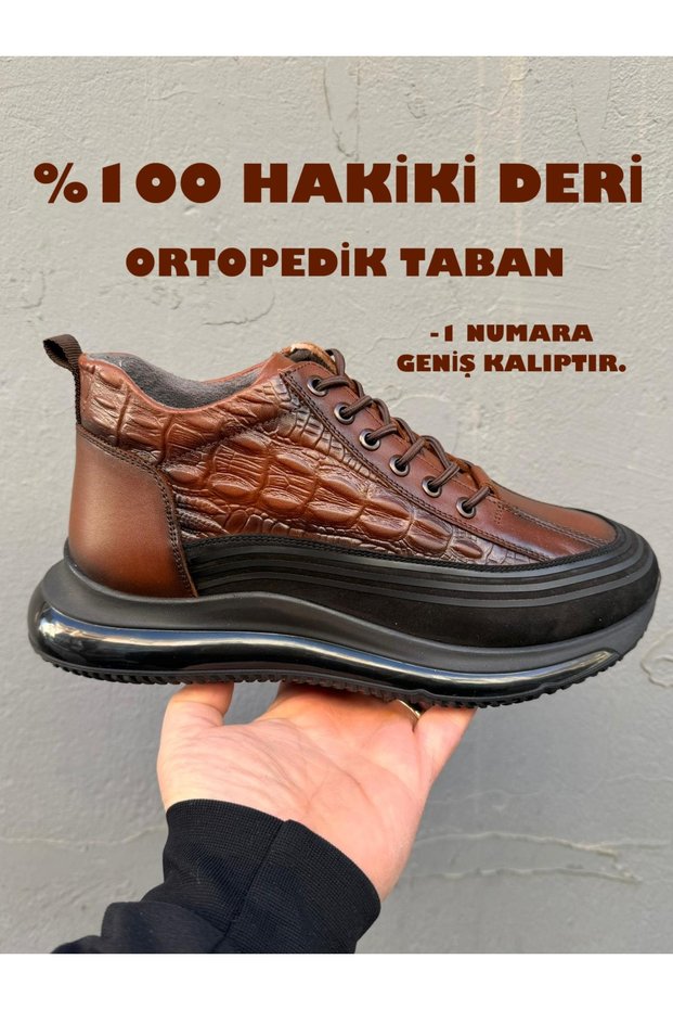100% Genuine Leather Short Men's Boots, Orthopedic Sole, Rubber Laces (139-153-584)