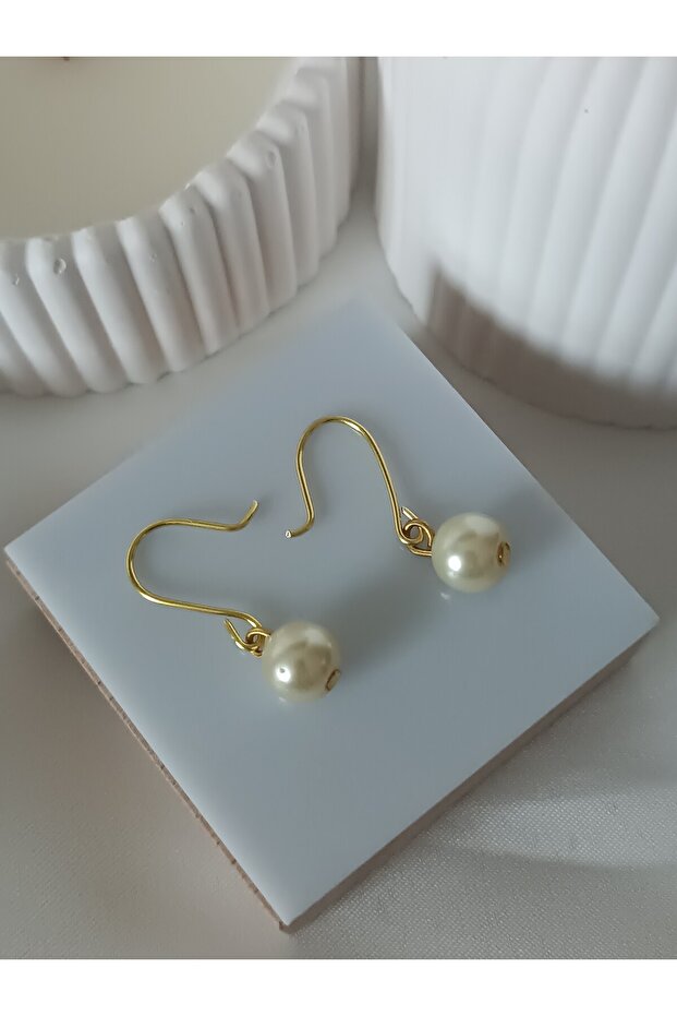 Cream Pearl Glass Bead Women's Earrings Gift