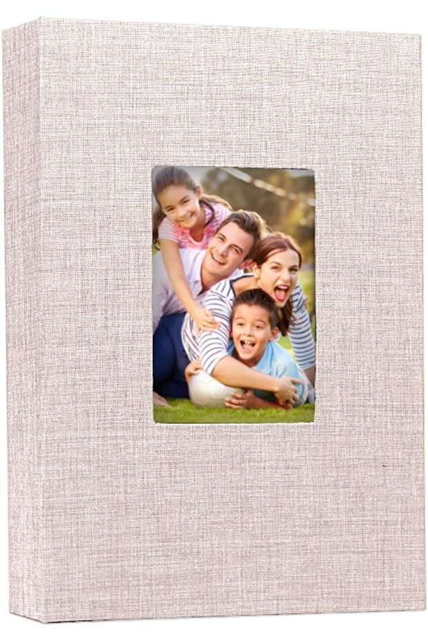 Photo Album 4x6in Linen Cover - Holds 300 Horizontal Pockets (Beige)