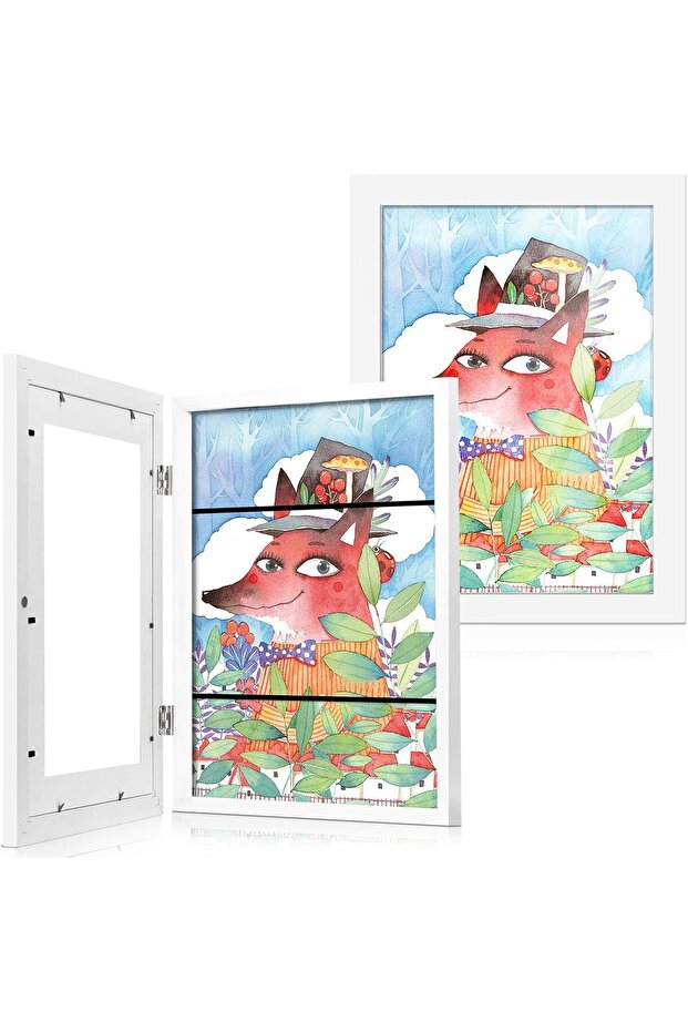 Kids Artwork Picture Frame, 8.5x11 Front Opening, Holds ~50 pcs, A4 Display (White)