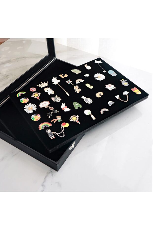 Pin Display Case, Dustproof Shadow Box Frame with Sponge Lining for Pin Collection - 2