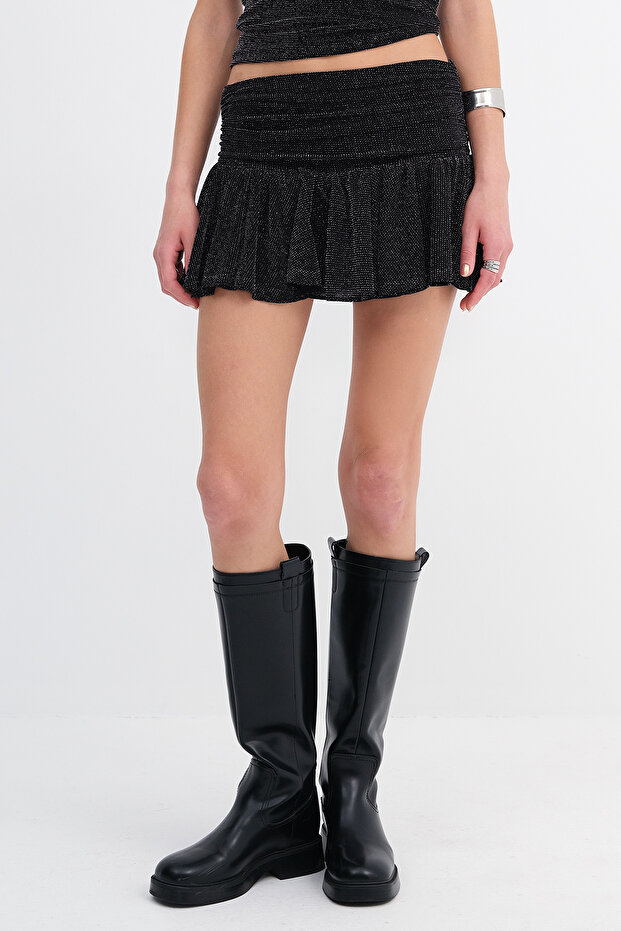 Shiny Threaded Mini Skirt E195 - 2