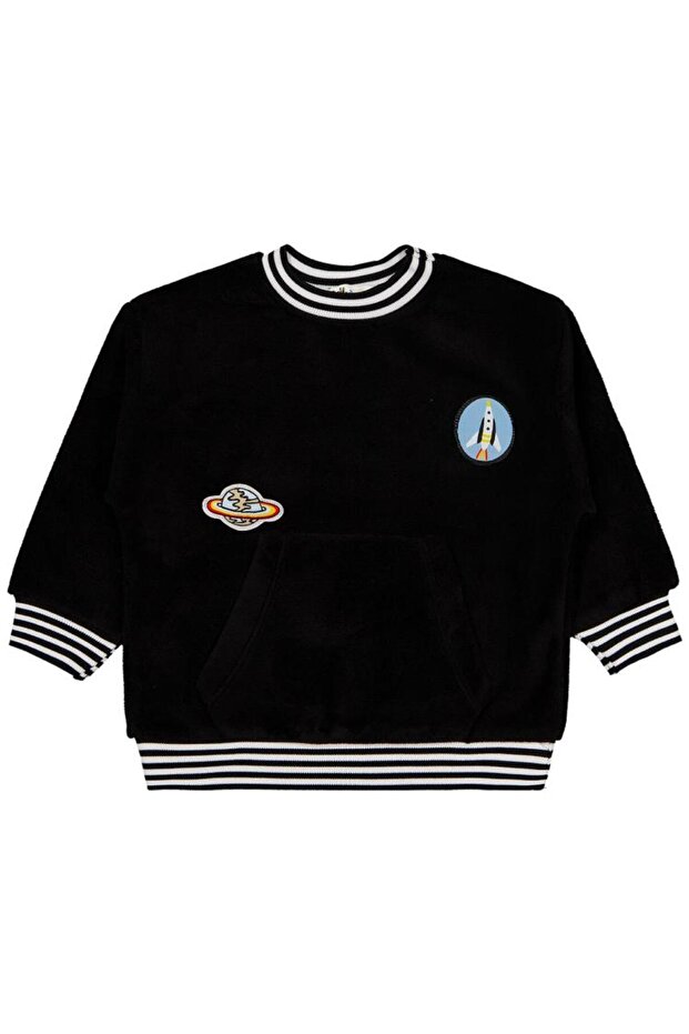 Armalı Reglan Sleeve 2-5 Years Old Sweatshirt - Black 5-6 Years Old