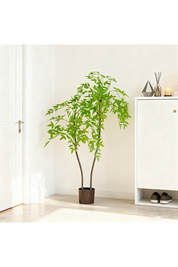 120cm (3.9ft) Artificial Nandina Faux Greenery Compact Dust-Repellent Indoor No Watering.