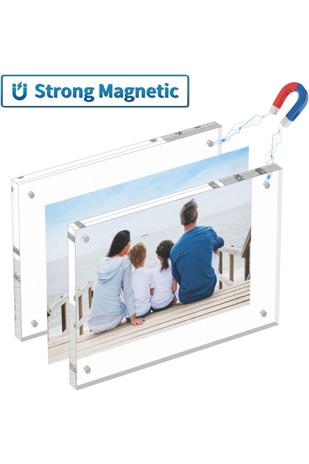 3.5x5 Acrylic Picture Frames 3 Pack, Thicker Block, Freestanding Double Sided Magnetic Acrylic Frame