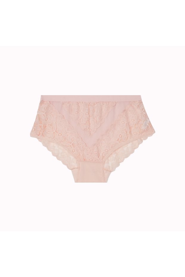 Plus Size Lace Tulle Detailed Elastic High Waist Women's Panties