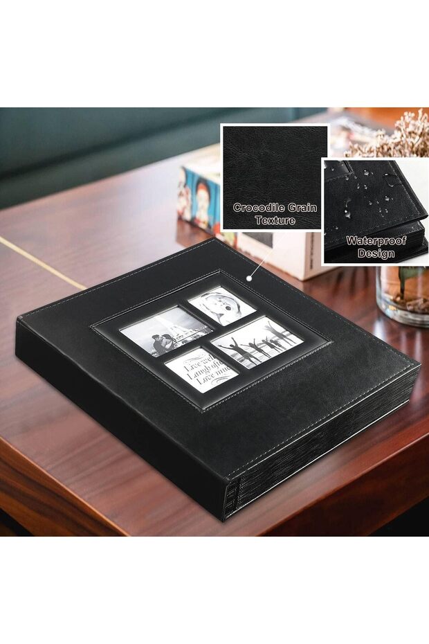 500-Pocket Photo Album 4x6 - Sewn Bonded Leather Hardcover with Window