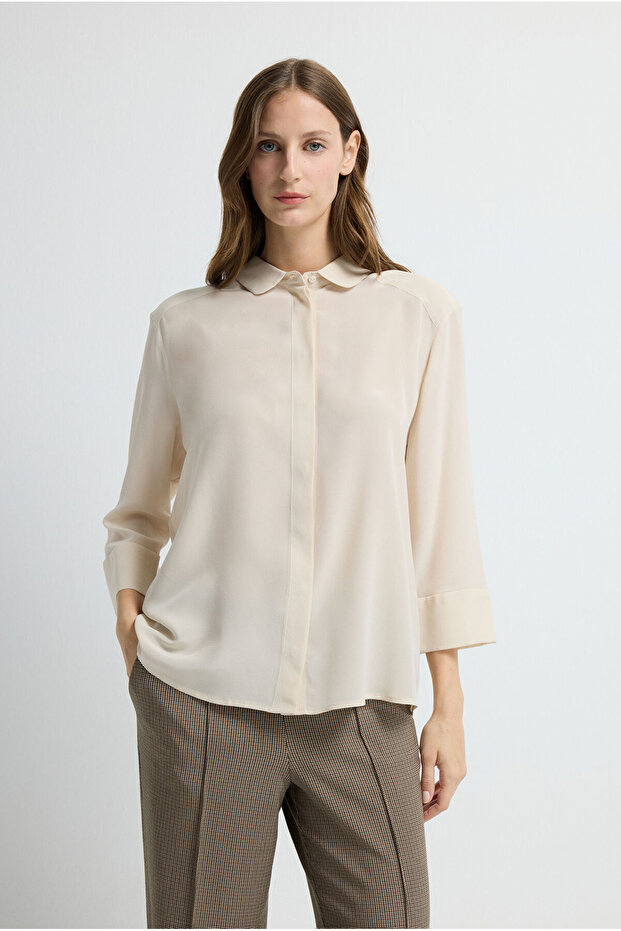 Bebe Yaka İpek Gömlek - 4