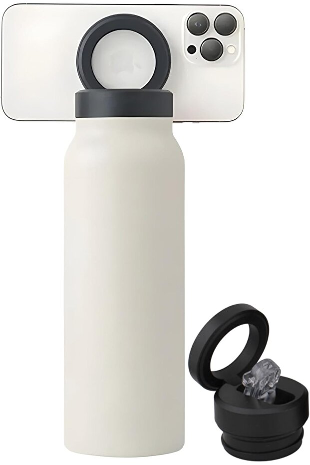750ml Stainless Steel Water Bottle with Magnetic MagSafe Lid (White)