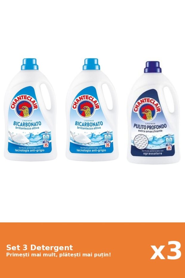 Set 3 Detergent Chanteclair: 2x Bicarbonat, 1x Clasic