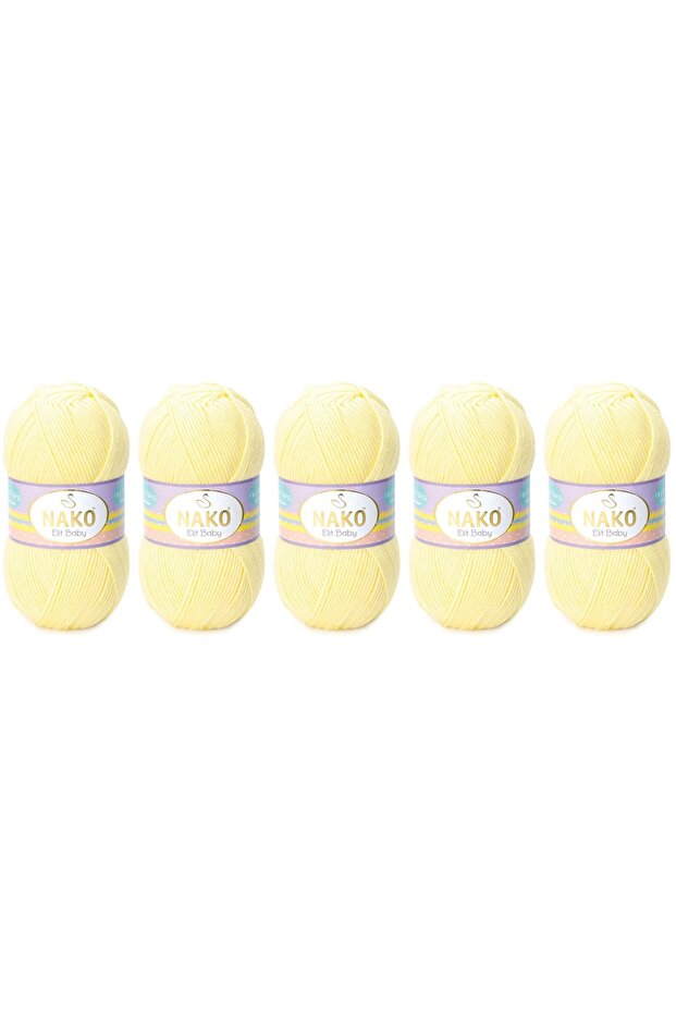 Elit Baby Anti-Pilling Hand Knitting Yarn 100 Gr 5 Pieces Color 3664 Lemonade