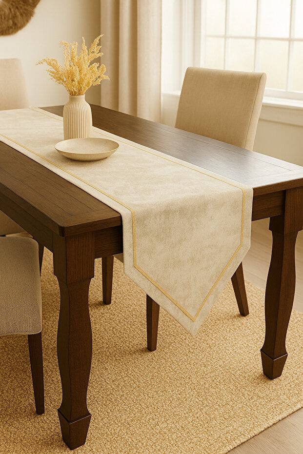 مفرش طاولة مستورد من القماش مستطيل بدون شراشيب 40 × 150 سم - 3