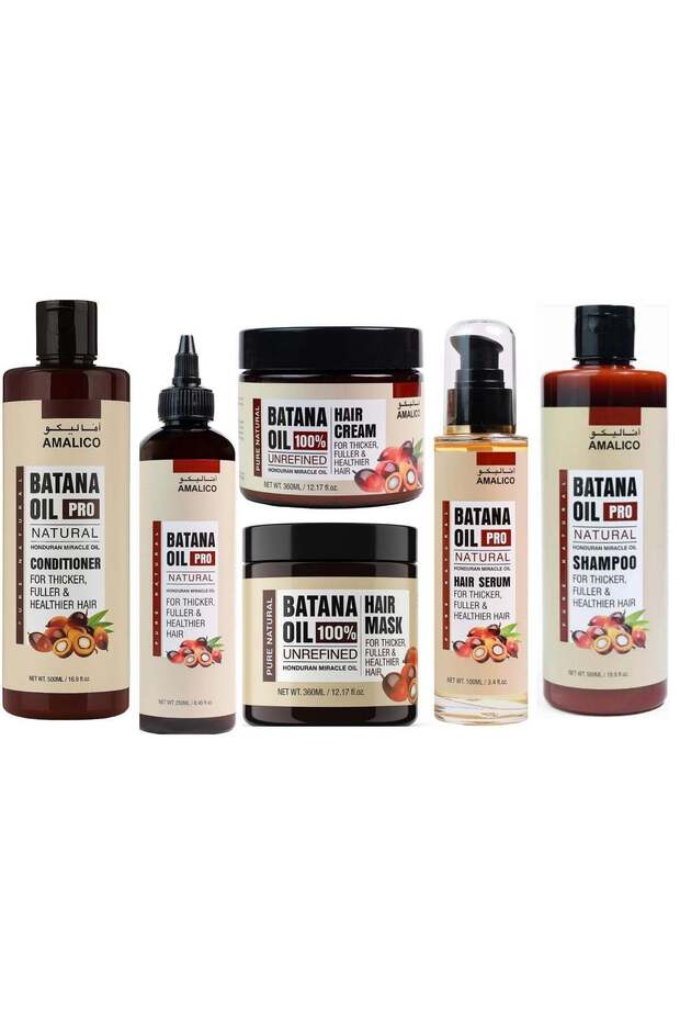 Batana Oil Pro Natural Hair Care Set - Shampoo, Conditioner, Serum, Oil, Cream & Mask