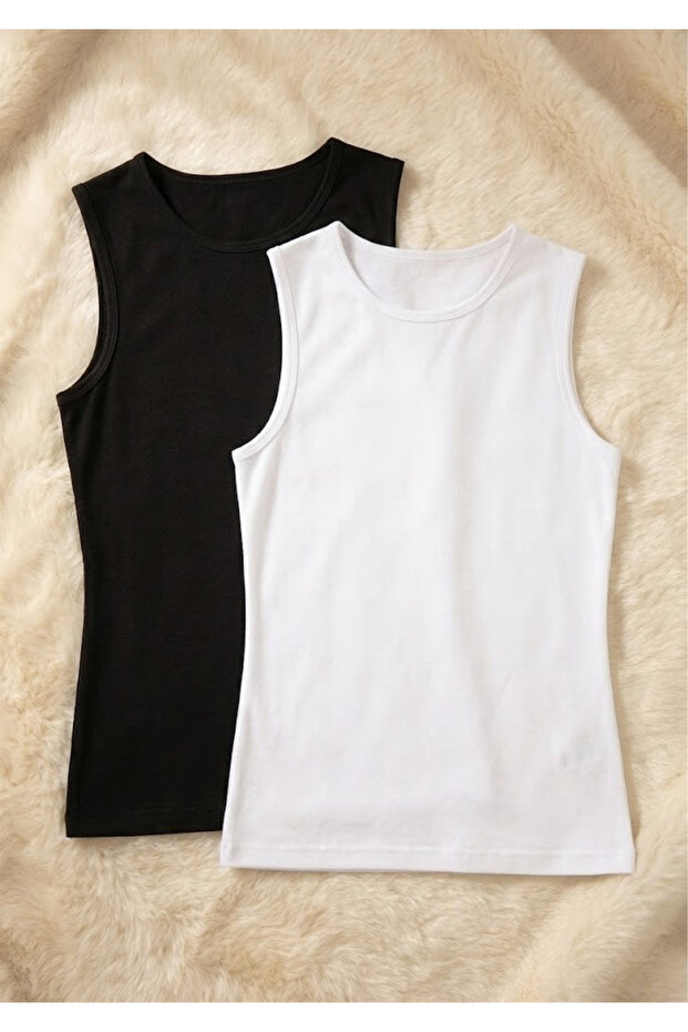 Premium Cotton 2-Piece Zero-Sleeve Women's Undershirt - Cotton Stretchy & Anti-Sweat Fabric