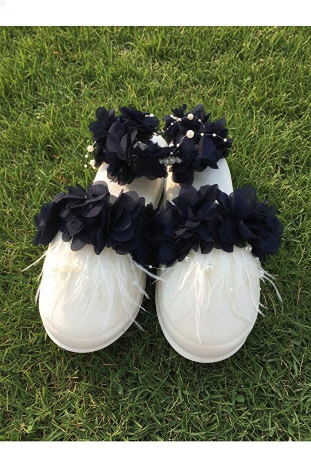 Maternity Slippers and Floral Crown, Women's Maternity Set, Feathered Pearl Model