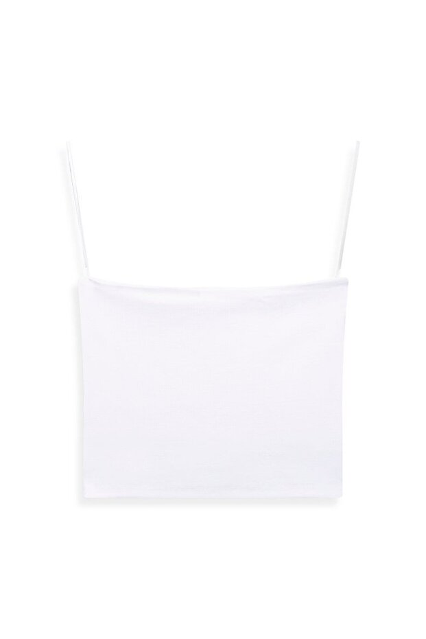 Straplez Basic Crop Beyaz Atlet - 1