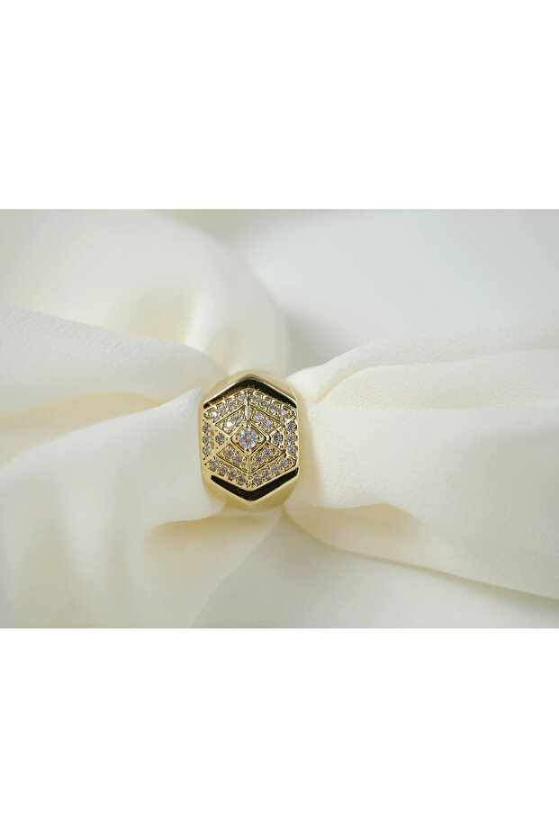خاتم YZK112 مرصع بحجر سداسي الشكل - 2