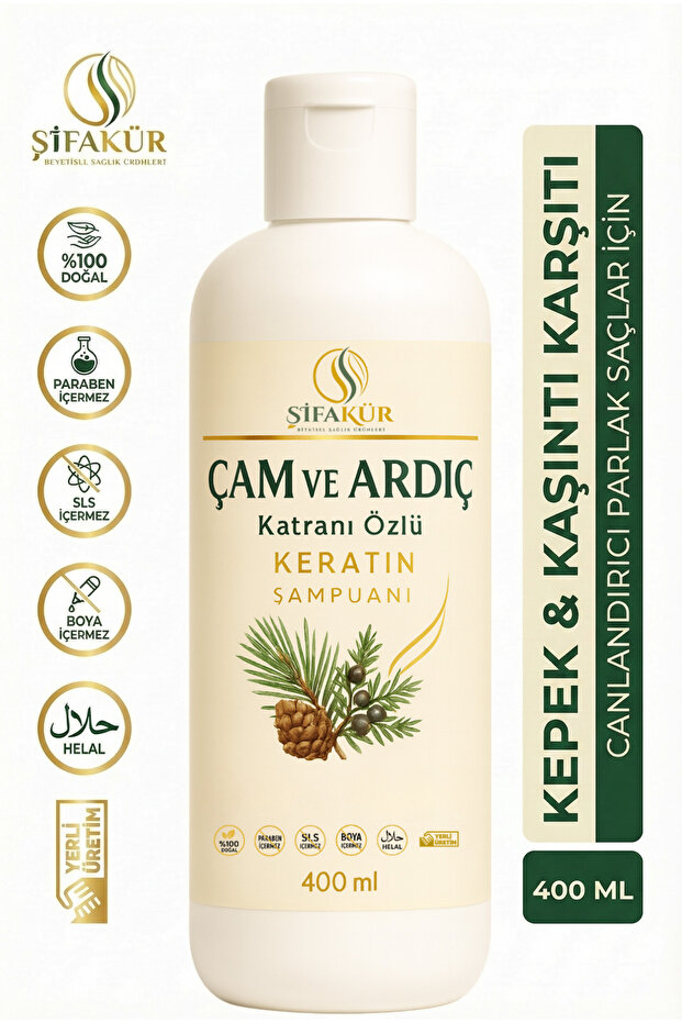 Tar Shampoo 400 ml Pine Juniper Tar Keratin Anti-Dandruff Salt-Free Shampoo