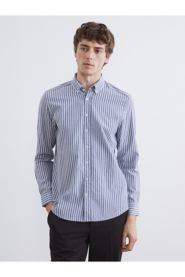 Regular Fit Long Sleeve Striped Men's Shirt