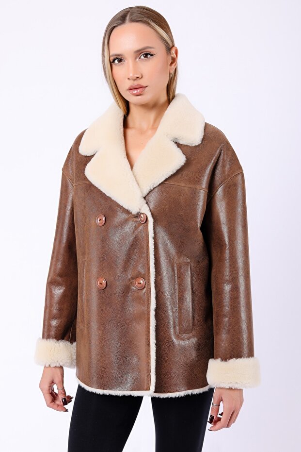 Brown Silky Genuine Fur Coat