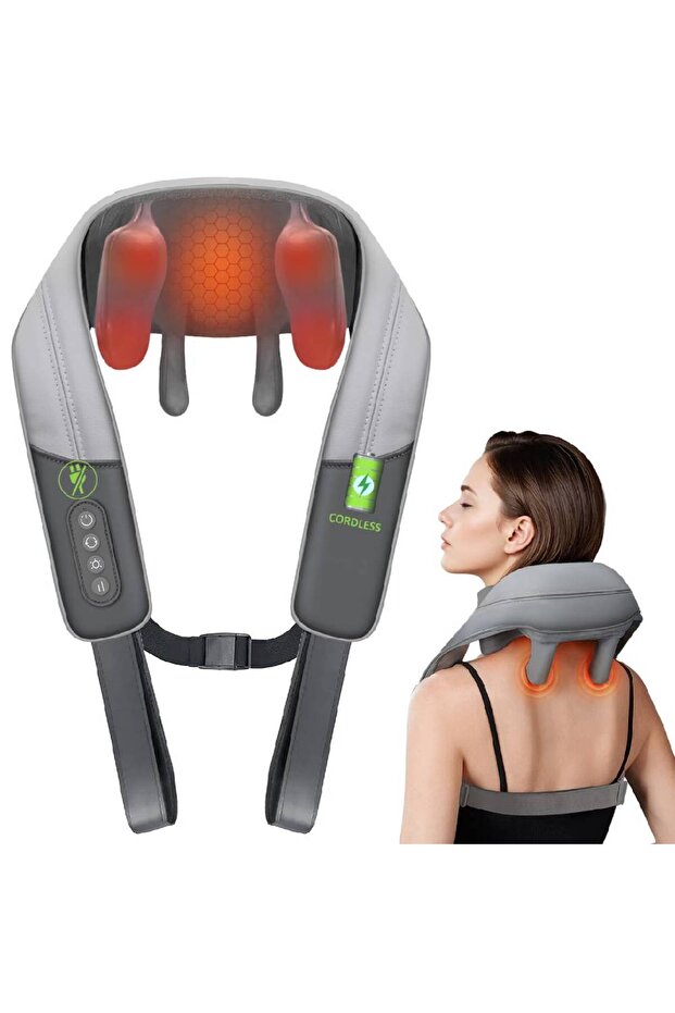 Cordless Neck Massager with Heat, 4D Deep Kneading for Neck & Shoulders