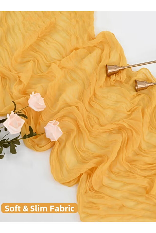 Table runner, 90 x 400 cm gauze table runner, rustic style transparent table runner - 5