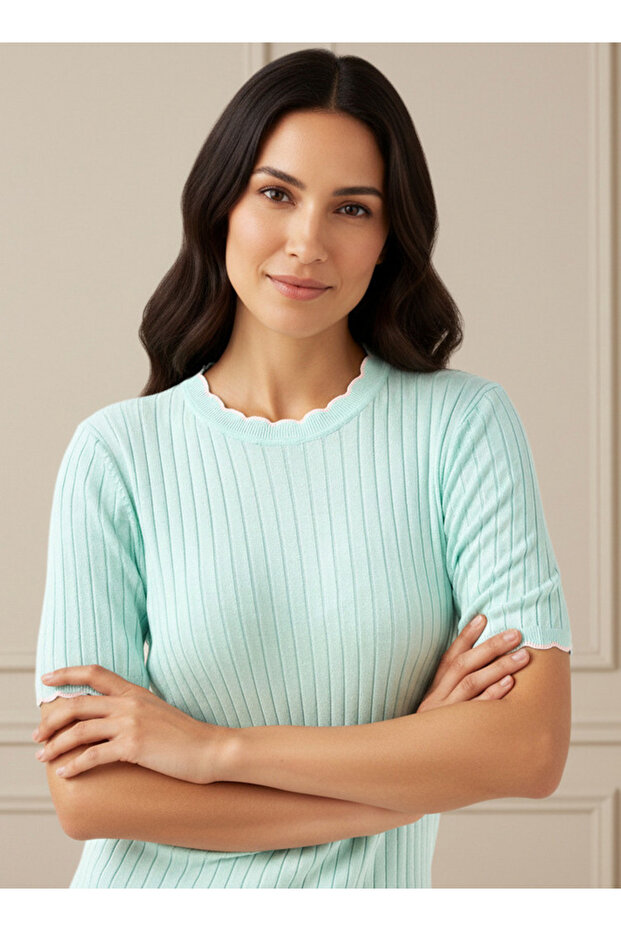 سترة برقبة صدفية مضلعة - 4