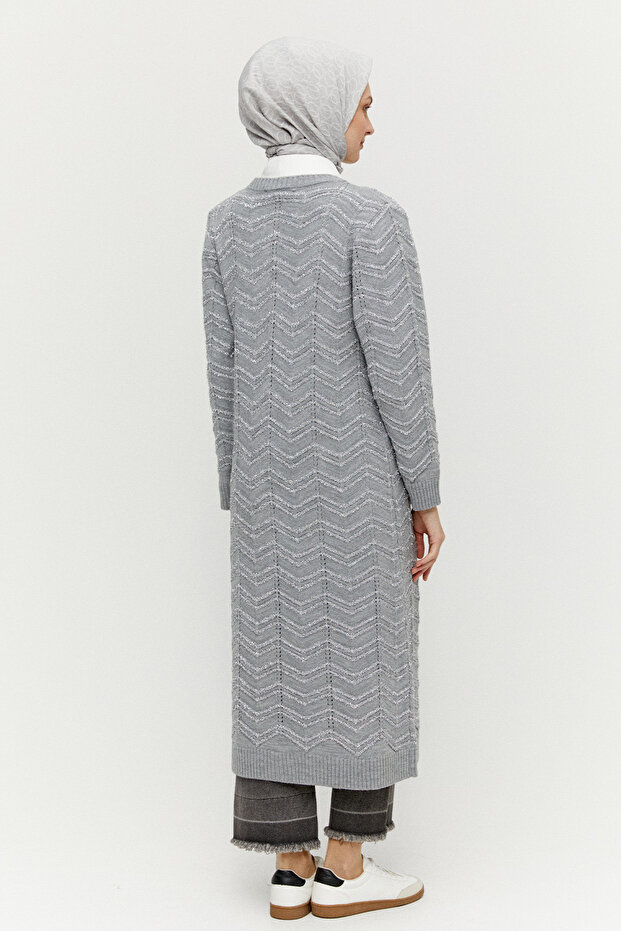 Simli Uzun Triko Hırka - 6