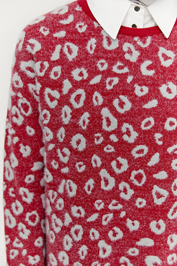 Leopar Detaylı Triko Tunik - 5