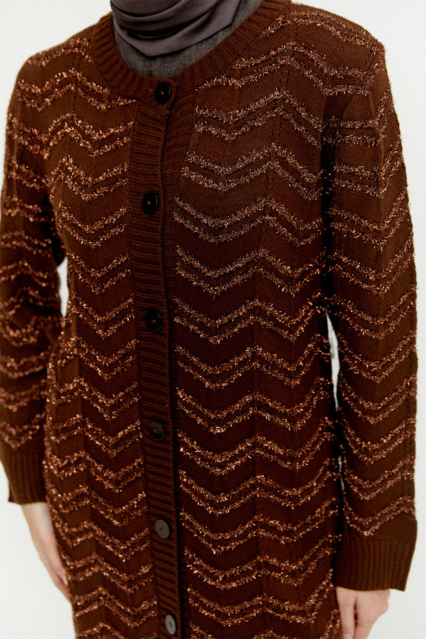 Simli Uzun Triko Hırka - 5