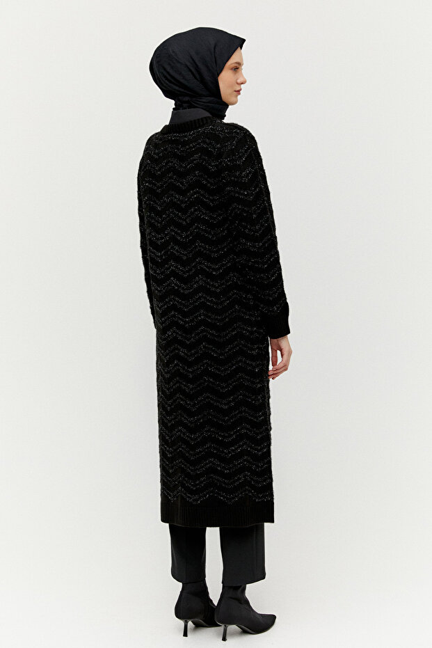 Simli Uzun Triko Hırka - 4