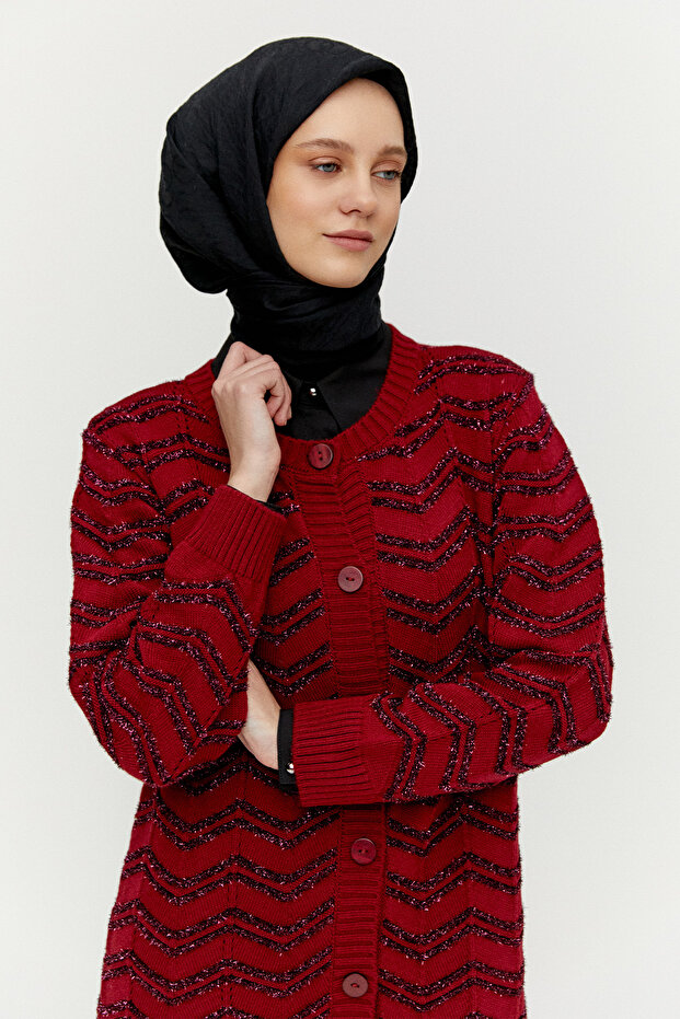 Simli Uzun Triko Hırka - 4