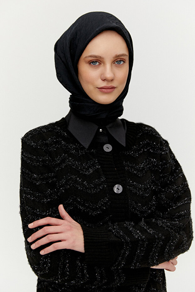 Simli Uzun Triko Hırka - 5