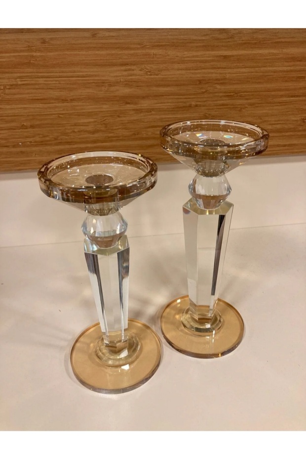 2'li Kristal Piramit Şamdan - 4