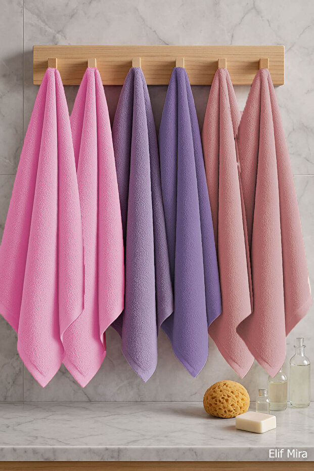 6-Piece Softtouch Hand and Face Bath Towel Set 50X90 cm