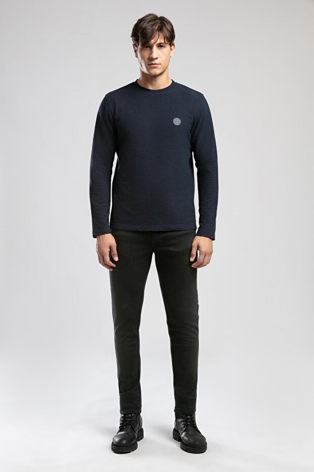 Lecosa men's crew neck sweatshirt - navy blue