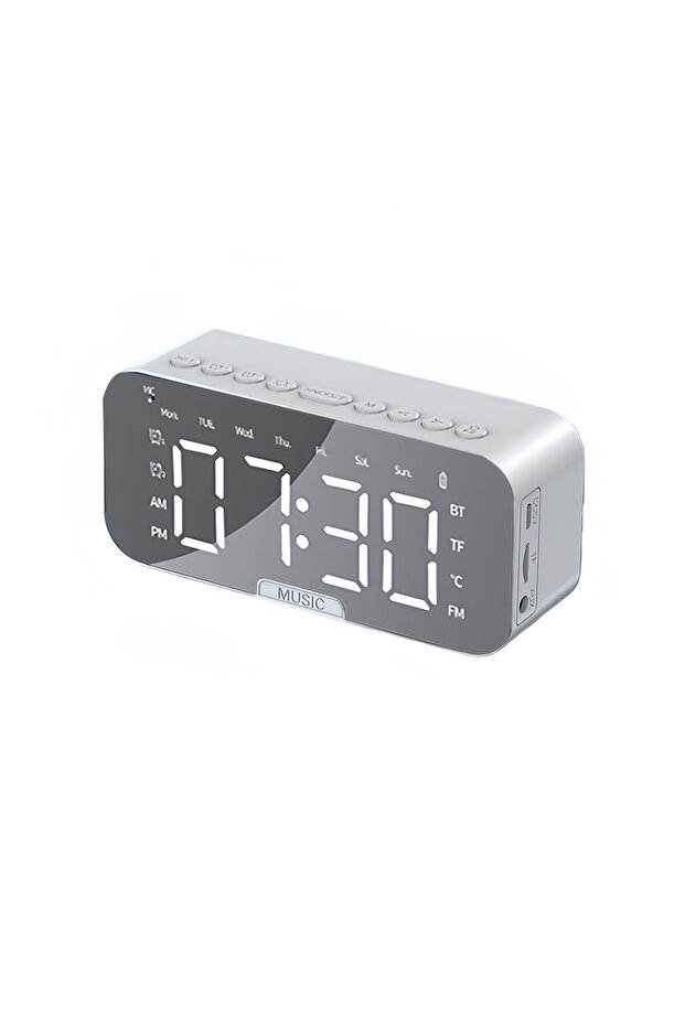 AI Smart Alarm Clock Speaker for Students, Digital LED Bedside Clock with Bluetooth