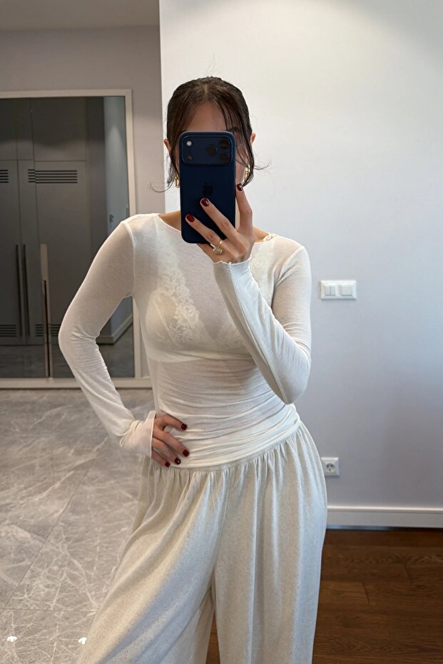 KAYIK YAKA ÁTLÁTSZÓ BLÚZ - 3