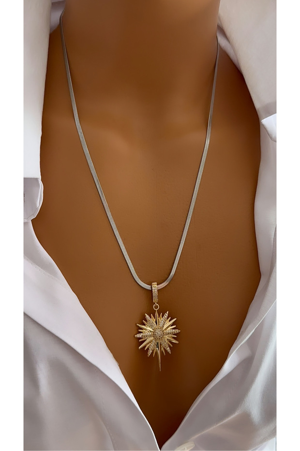 Çelik çoklu charm kolye - 2