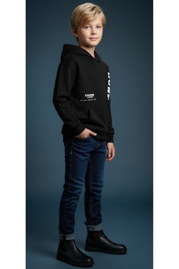 Boy's Hooded Printed Transitional Sweatshirt