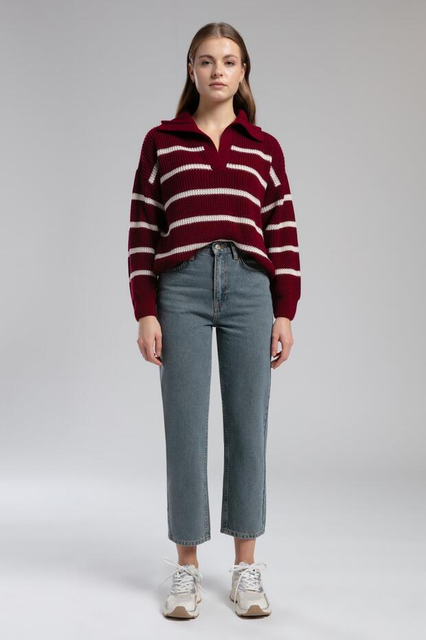 Cop women's polo collar sweater purple