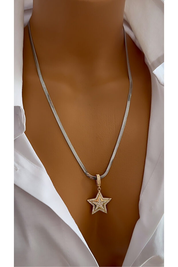 Çelik çoklu charm kolye - 3