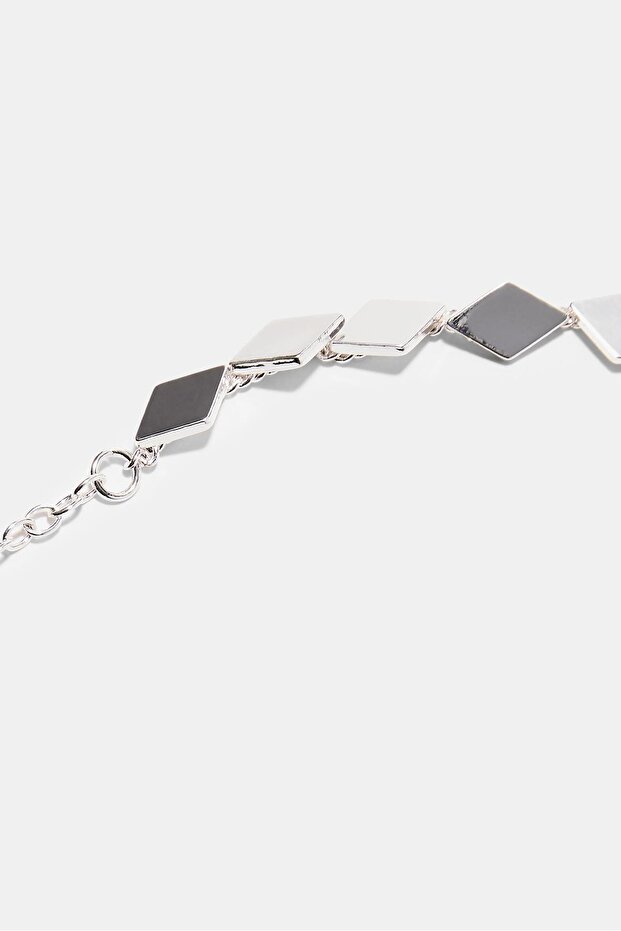 Baklava şeklinde kristal efektli lariat kolye - 4