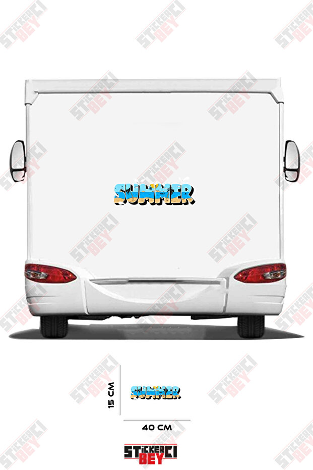 Summer Written Caravan Sticker Coating
