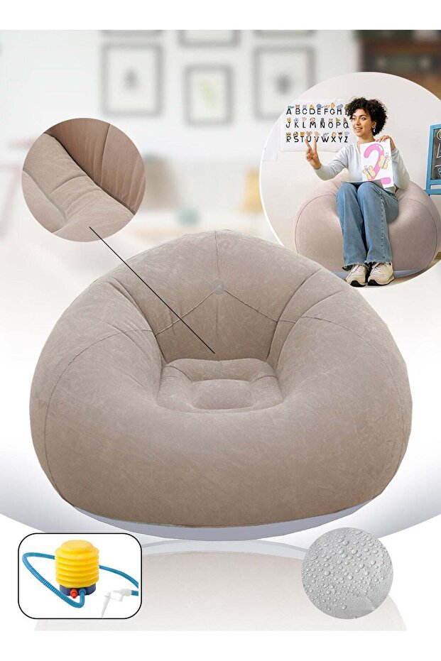 Leon Home Inflatable sofa, bean bag chair, lazy sofa, inflatable recliner with inflatable device - 1