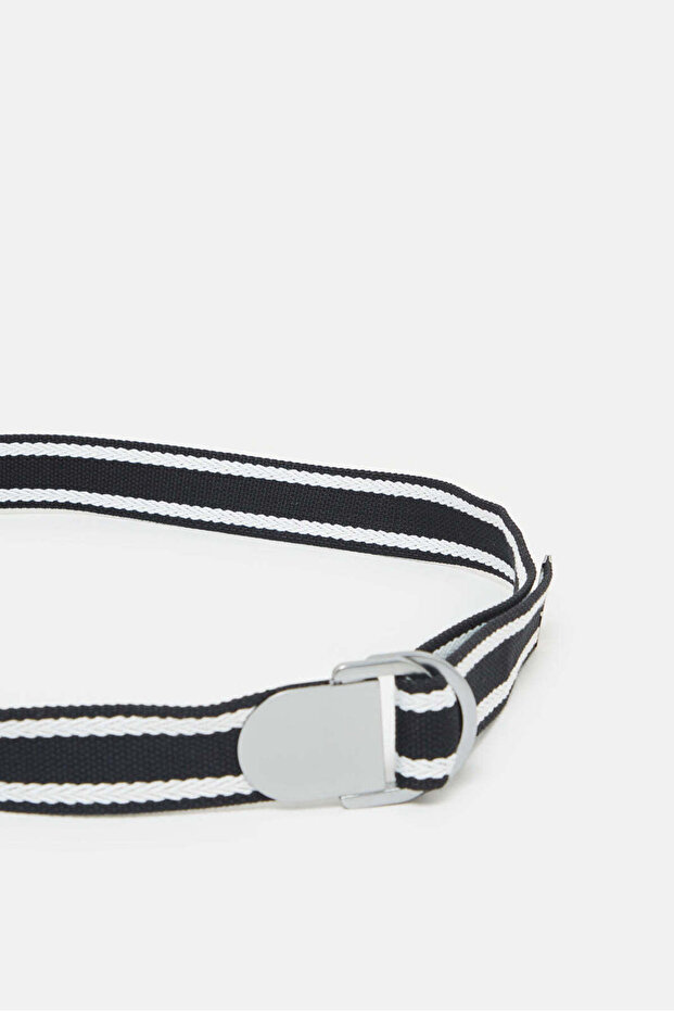 Men Black And White Elastic Belt