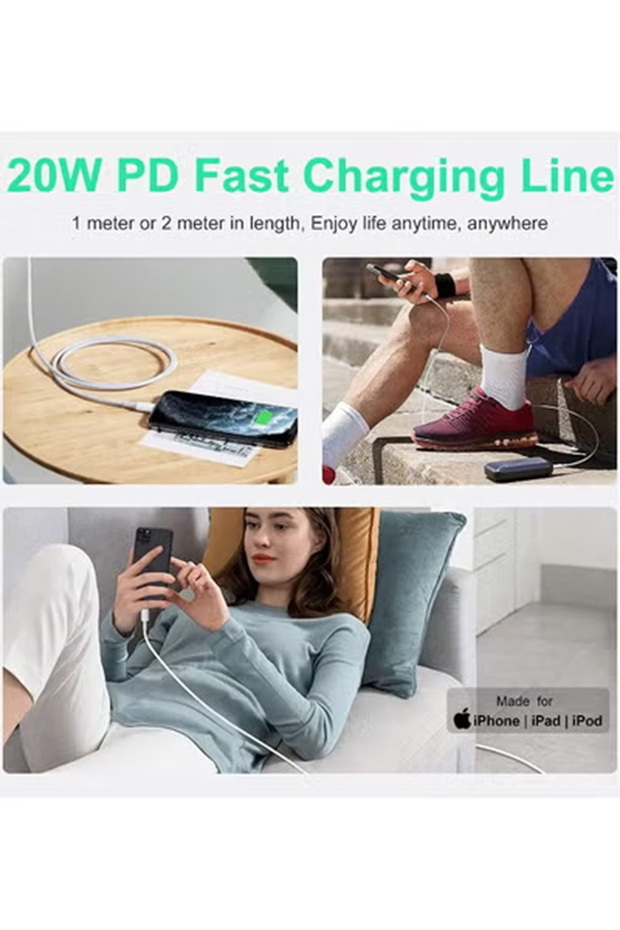 كابل شحن USB-C إلى Lightning لأجهزة iPhone - بطول 2 متر - 6