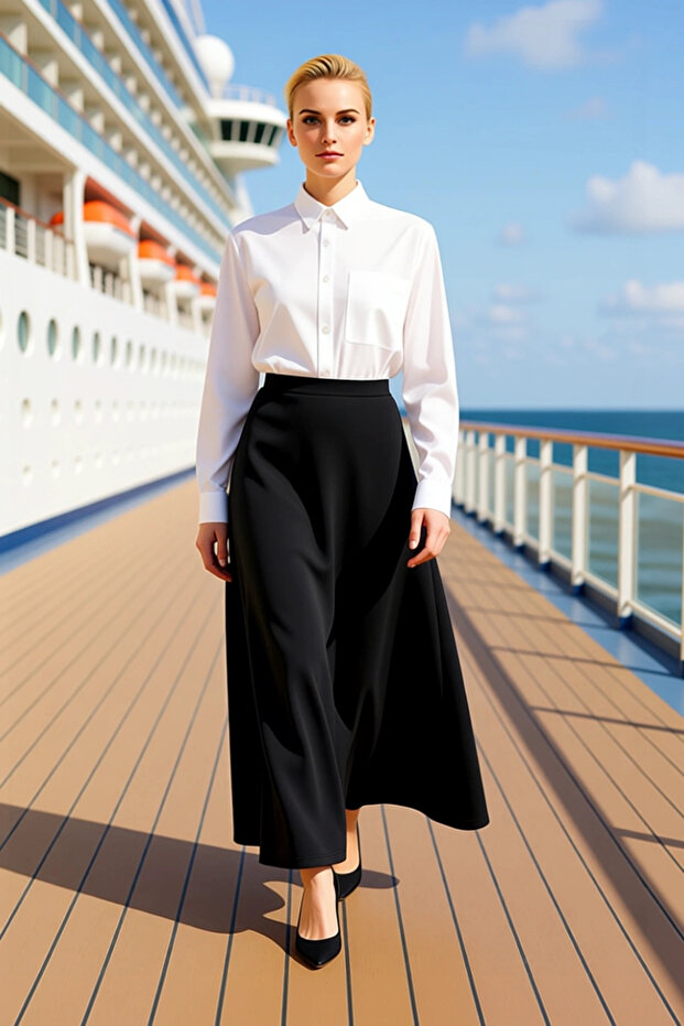 تنورة نسائية متوسطة الطول ذات سمك متوسط نمط عادي وظيفي متين ذو جودة عالية مريح وغير رسمي - 1