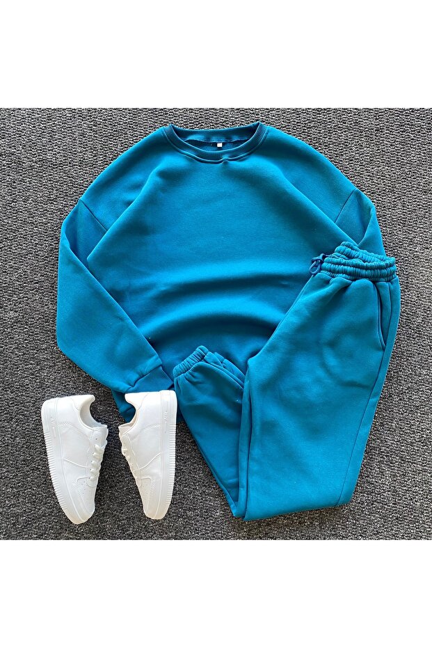 2-Pack Oversized Unisex 3 Thread Cotton Bottom Top Set