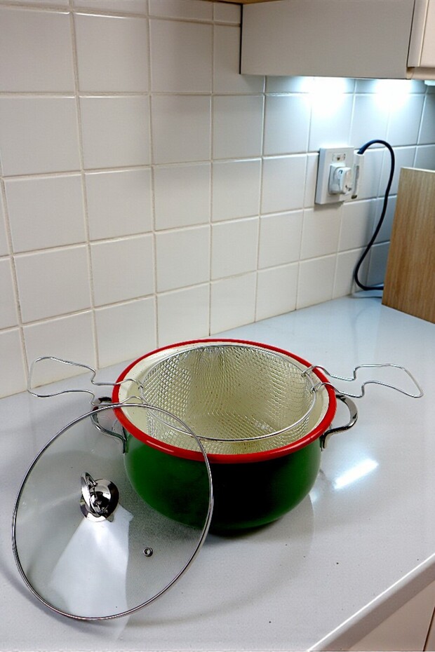 26 No. 5L. Enamel Pot&Fryer, Serving, Food Camping, Picnic, Dowry